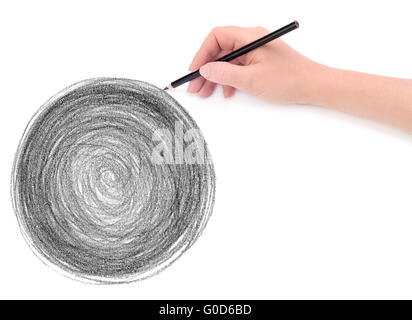 Main et texture de fond gribouillis crayon cercle Banque D'Images