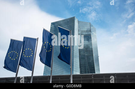 Drapeaux de Banque centrale européenne Banque D'Images