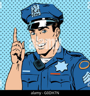 Agent de police met en garde attire l'attention sourire droit et ou profession Banque D'Images