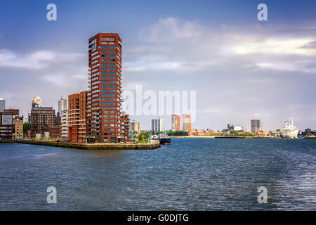 Dans le port de Rotterdam, Pays-Bas, donnant sur Banque D'Images