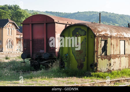 Les wagons abandonnés grunge altérée Banque D'Images