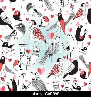 Motif graphique oiseaux amoureux Illustration de Vecteur