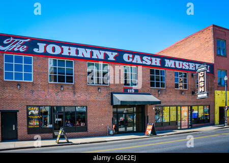 Un grand moment pour les fans, le Musée de Johnny Cash à Nashville TN se trouve dans un bâtiment historique dans le centre-ville pittoresque de brique Banque D'Images