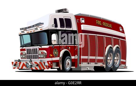 Cartoon Fire Truck Banque D'Images