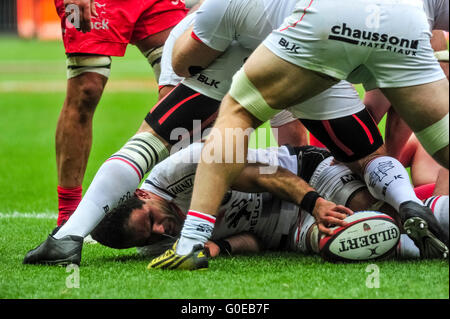 Nice, France. Apr 30, 2016. Le Français Top 14 rugby union. Correspondance entre RC Toulon et Stade Toulousain ( Toulouse ) à l'Allianz Riviera le 30 avril 2016 à Nice, France. Score 10 - 12 Crédit : Norbert Scanella/Alamy Live News Banque D'Images