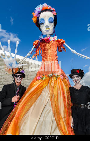 Ballydehob, Irlande. 30 avril 2016. Le contrôle de la marionnette dans l'Ballydehob Jazz Festival 'Jour des Morts' Jazz style Nouvelle Orléans à thème funérailles étaient M. Dink et Siobhan Heapes, tous deux de Ballydehob. Credit : Andy Gibson/Alamy Live News Banque D'Images