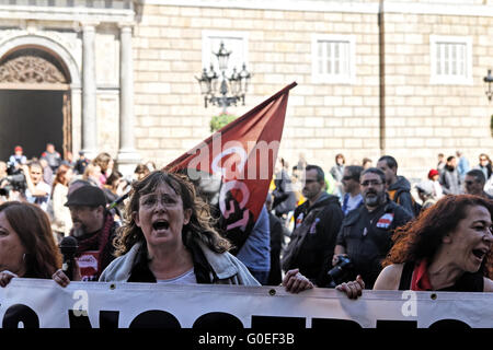 CGT 1er mai 2016 demonstating au cours de festivités Banque D'Images