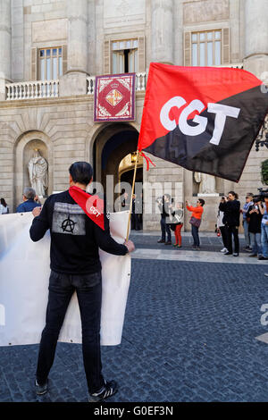 CGT 1er mai 2016 demonstating au cours de festivités Banque D'Images