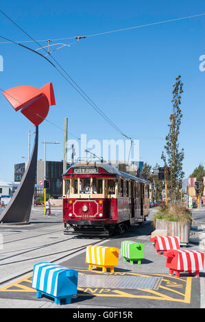 Patrimoine de Christchurch Tram, High Street, Christchurch, Canterbury, Nouvelle-Zélande Banque D'Images