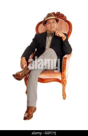 Portrait de vous détendre dans un fauteuil. Banque D'Images