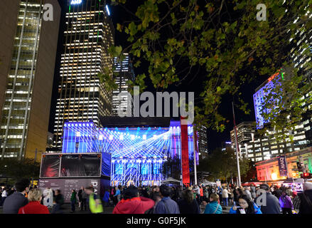 Illuminations sur la maison de la douane au cours des Festival, Circular Quay, Sydney Harbour, New South Wales, Australie Banque D'Images