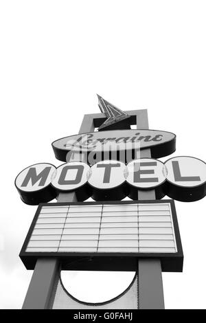 Lorraine Motel sign en noir et blanc Banque D'Images