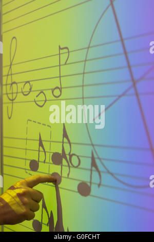 Personne à s'affiche sur le tableau blanc note musicale Banque D'Images