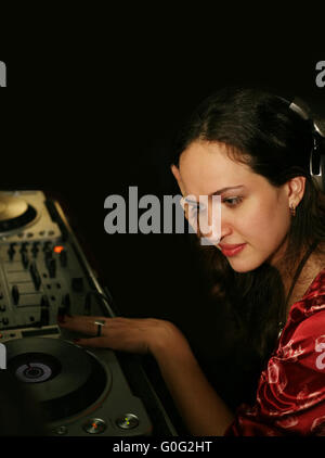 DJ - fille Banque D'Images