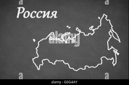 La Russie carte dessinée on chalkboard Banque D'Images