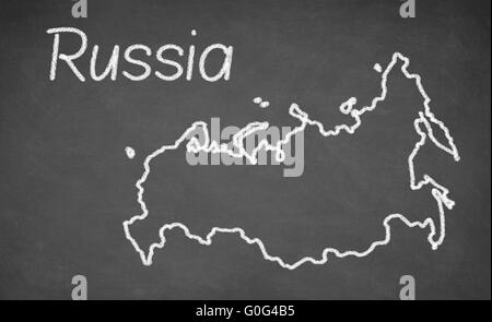 La Russie carte dessinée on chalkboard Banque D'Images