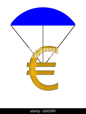 Symbole de l'euro est suspendu à un parachute Banque D'Images