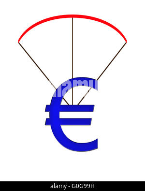 Symbole de l'euro est suspendu à un parachute Banque D'Images