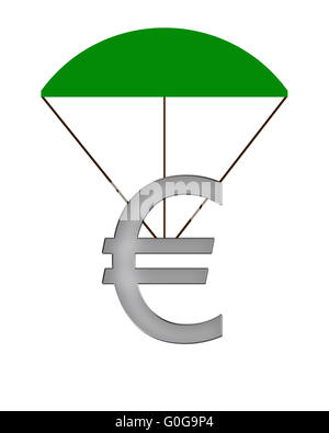 Symbole de l'euro est suspendu à un parachute Banque D'Images