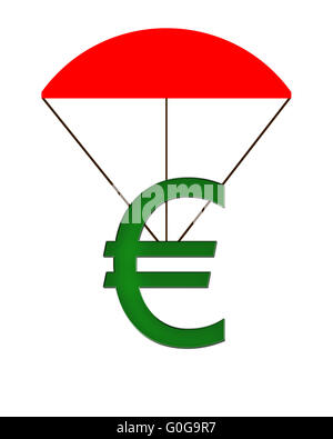 Symbole de l'euro est suspendu à un parachute Banque D'Images