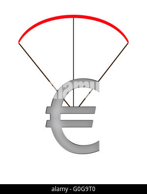 Symbole de l'euro est suspendu à un parachute Banque D'Images