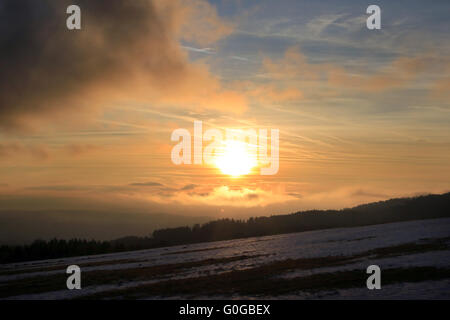 Coucher de soleil dans la Forêt Noire Banque D'Images