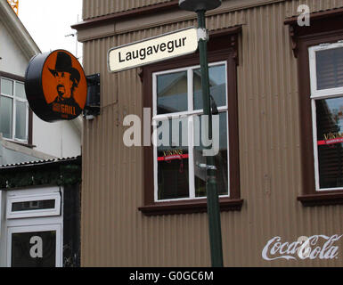 Le signe pour Chuck Norris Bar & Grill à Reykjavik, Islande Banque D'Images