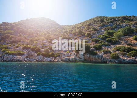 Ruines de l'ancienne ville sur le Kekova Banque D'Images