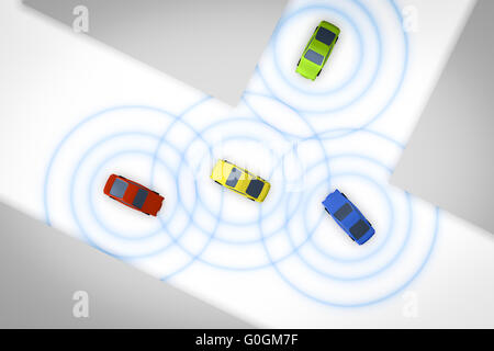 Les voitures autonomes connectés Banque D'Images
