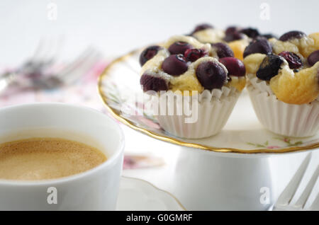 Café et tarte aux bleuets Banque D'Images