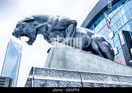 Carolina Panthers statue couverte de neige Banque D'Images