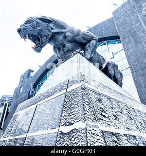 Carolina Panthers statue couverte de neige Banque D'Images