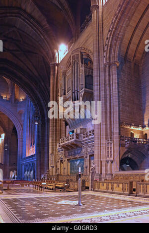 L'intérieur de la cathédrale anglicane de Liverpool, montrant le Henry Willis orgue, le plus grand au Royaume-Uni Banque D'Images