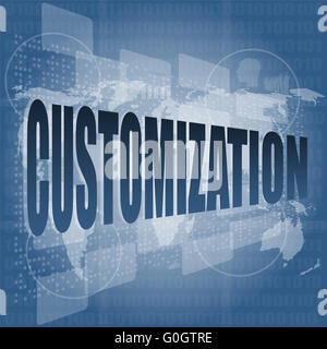 Mot de personnalisation numérique sur écran tactile illustration vecteur binaire Banque D'Images