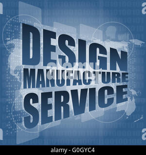 Conception Fabrication mots service numérique sur écran tactile illustration vecteur binaire Banque D'Images