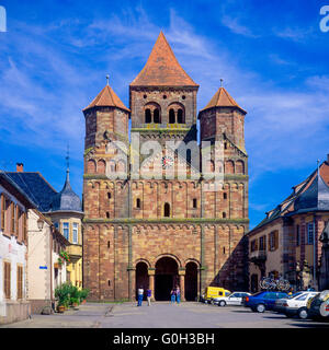 St Etienne, St Stephen église abbatiale romane du xie siècle, Marmoutier, Alsace, France, Europe Banque D'Images