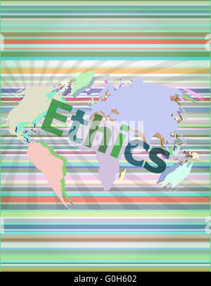 Mot de l'éthique sur l'écran tactile numérique vector illustration Banque D'Images