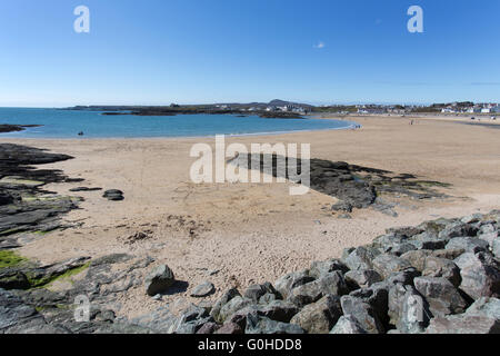 Le Pays de Galles et chemin côtier d'Anglesey en Galles du Nord. Vue pittoresque de Trearddur Bay Beach. Banque D'Images