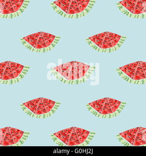 Abstract Vector background géométrique avec la pastèque, melon d'eau transparente avec motif Banque D'Images