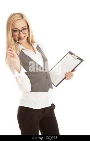 Succsessfull jeune business woman isolated on whit Banque D'Images