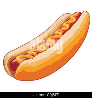 Avec hot-Dog saucisse grillée Illustration de Vecteur