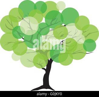 Vector illustration d'un arbre abstrait avec cercle vert Illustration de Vecteur