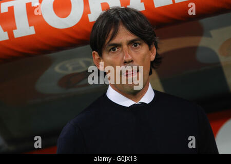 Stade Olimpico, Rome, Italie. 1er mai 2016. Serie A ligue de football. SS Lazio Match derby contre l'Inter. Simone Inzaghi, Lazio manager © Plus Sport Action/Alamy Live News Banque D'Images