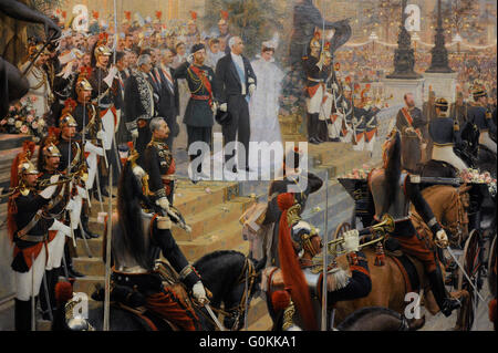 Georges Becker (1845-1909). Le peintre français. Cérémonie de réception de Nicolas II à Paris, ca. 1896-1897. Huile sur toile. Le Musée de l'Ermitage. Saint Petersburg. La Russie. Banque D'Images