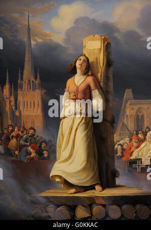 Hermann Anton Stilke (1803-1860). Peintre allemand. La mort de Jeanne d'Arc au bûcher (partie droite de ''La vie de Jeanne d'Arc'',1843) Triptyque. Huile sur toile. Le Musée de l'Ermitage. Saint Petersburg. La Russie. Banque D'Images