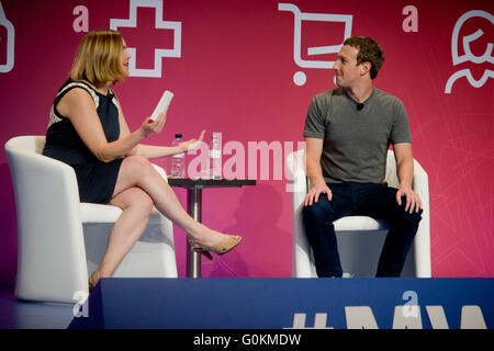 Le président, chef de l'exécutif, et co-fondateur de la site web de réseau social Facebook, Mark Zuckerberg lors d'une conférence. Banque D'Images