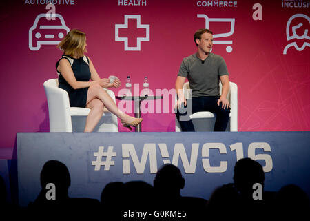 Le président, chef de l'exécutif, et co-fondateur de la site web de réseau social Facebook, Mark Zuckerberg lors d'une conférence. Banque D'Images