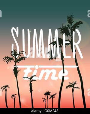 Island-Palm Paradise Tree Sunset Illustration de Vecteur