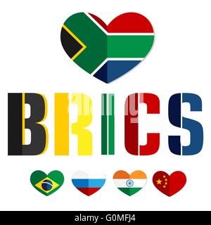 Pavillon des pays BRICS icône web couleur Illustration de Vecteur