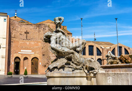 Fontana delle Naiadi et Santa Maria degli Angeli e dei Martiri Basilique Saint-Pierre de Rome Banque D'Images